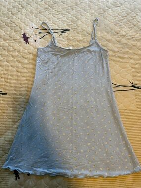 Light Blue Daisy Print Slip House Dress